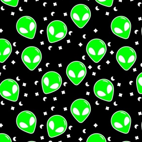 Green Alien Faces