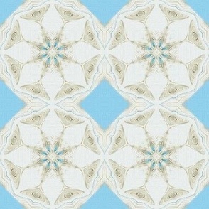 pastel octagon bloom check - sky blue creme
