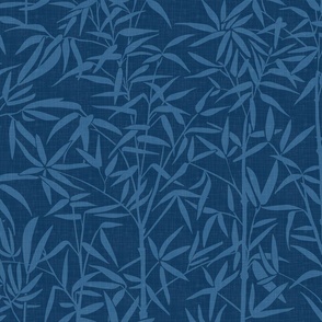 Garden with Bamboo - Minimalist Plants in Moody Blue Shades / Large