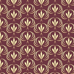 Elegant art deco pattern. Gold ornament on a red-brown background. 