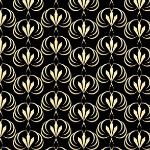 Elegant art deco pattern. Gold ornament on a black background.