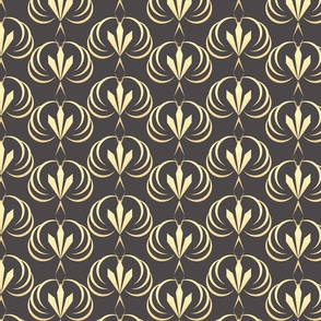 Elegant art deco pattern. Golden ornament on a gray-brown background. 