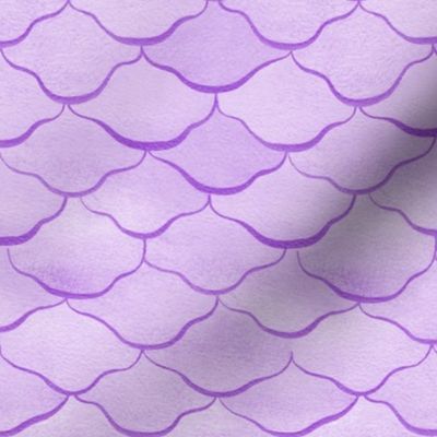 Small Watercolor Monochrome Amethyst Purple Mermaid Fish Scales with Faux Glittery Stylised Lines