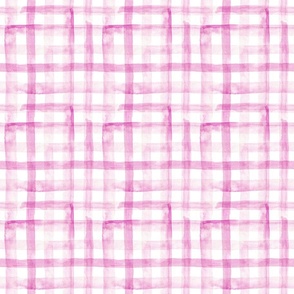 6" Watercolor plaid in fuchsia pink