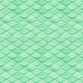 Small Watercolor Monochrome Mint Green  Mermaid Fish Scales with Faux Glittery Stylised Lines