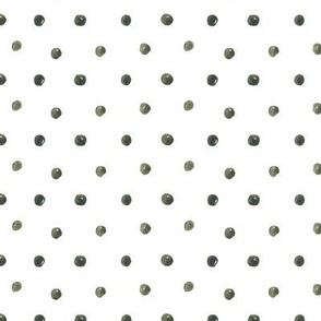 Watercolor black polka dots on white