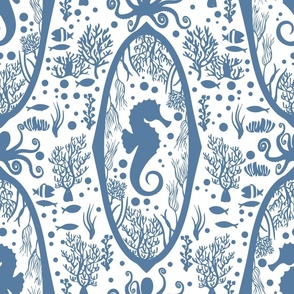 Seahorse cameo: white background