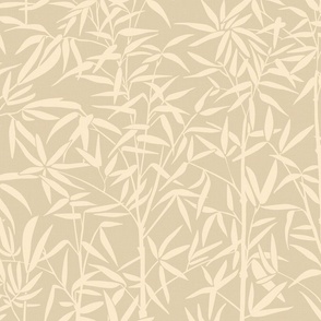 Cozy Bamboo Garden - Minimalist Plants on Antique Butter Yellow / Large