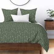 Boho Modern Vines Floral Moody Stripes Wallpaper In Forest green