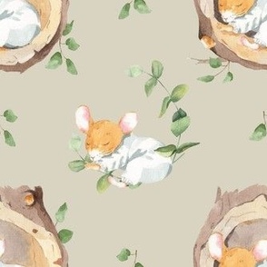 sleeping mouse in hole tree - green color
