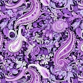 Vivid Purple Paisley Repeat Pattern 