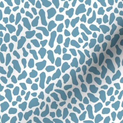 Medium Scale wild animal print, two color, cyan blue on a white ground.