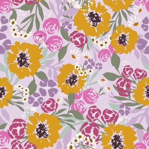 Bright Sunflower Floral (Violet/Lavender)(Jumbo)(24")