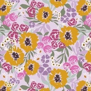 Bright Sunflower Floral (Violet/Lavender)(Small Scale)(5.25"/6")