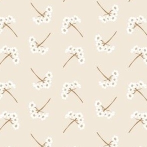 Tossed Daisy Bunch Floral (Neutral Beige)(Small Scale)(5.25"/6")