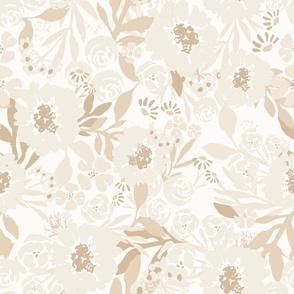 Neutral Boho Sunflower Floral (Creamy Beige)(Large Scale)(10.5"/12")