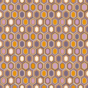 Retro Hexagons (6") - cream, orange, purple, peach (ST2023RH)