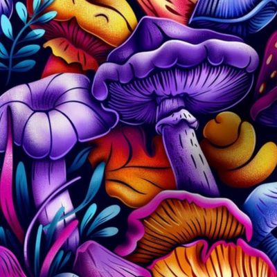 neon magic mushroom psychedelic botanical