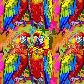 tropical watercolor red macaw pair of parrots