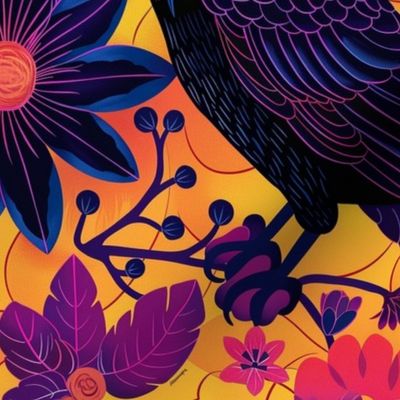 tropic sun raven in purple blue pop art