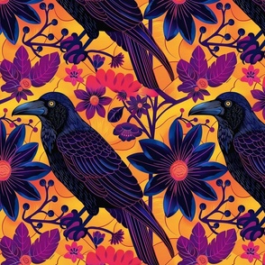 tropic sun raven in purple blue pop art