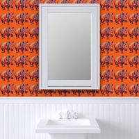 sizzling tropic pop art rhino in orange gold and red