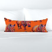 sizzling tropic pop art rhino in orange gold and red