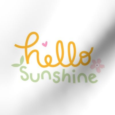 Hello Sunshine Hand Lettered quilting block panel 8 inch