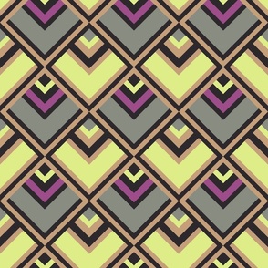 (L) retro geometrics black lime camel