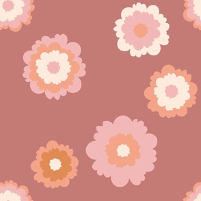 Large Soft Feminine Floral on Pink Terracotta