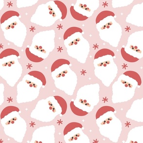 Santa Faces Pink Background