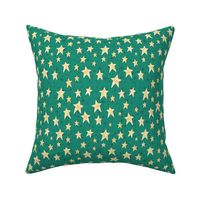 Cozy Stars and Starbursts, Pale Yellow on Kelly Green