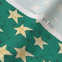 Cozy Stars and Starbursts, Pale Yellow on Kelly Green