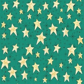 Cozy Stars and Starbursts, Pale Yellow on Kelly Green