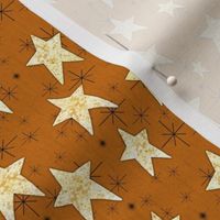 Cozy Stars and Starbursts, Pale Yellow on Orange