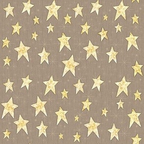 Cozy Stars and Starbursts, Pale Yellow on Creamy Tan