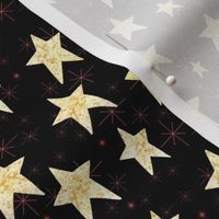 Cozy Stars and Starbursts, Pale Yellow on Black