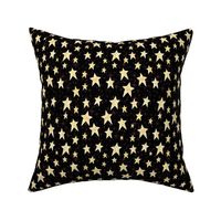 Cozy Stars and Starbursts, Pale Yellow on Black