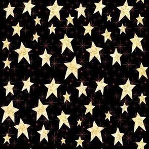 Cozy Stars and Starbursts, Pale Yellow on Black