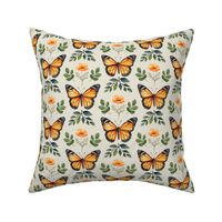 Monarch Butterfly + Poppy Floral (cream)