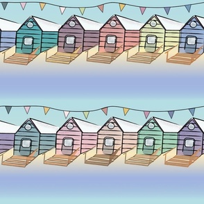 Beach houses and bunting - bright