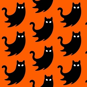 large ghost black cat ORANGE