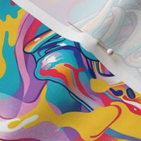 psychedelic skeleton in fluid art pop art colors