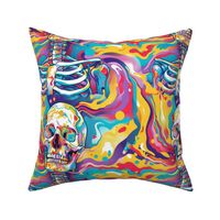 psychedelic skeleton in fluid art pop art colors