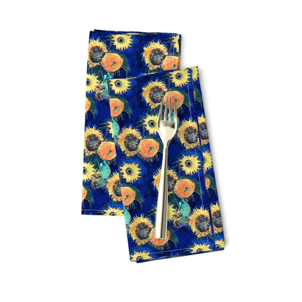 Van Gogh's Sunflowers on Royal Blue 