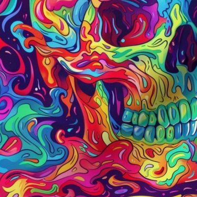 psychedelic groovy pop art gothic skulls