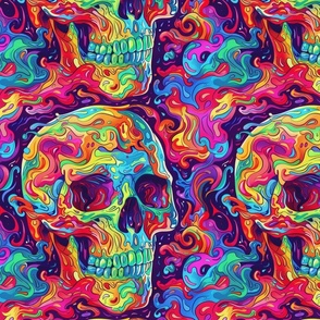 psychedelic groovy pop art gothic skulls
