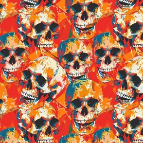 hot tropic red orange pop art skulls