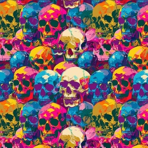 pop art neon gothic skulls