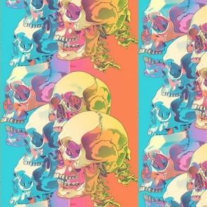 neon striped pop art skeleton skulls